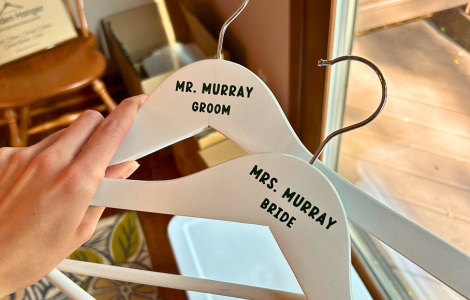 Cricut Stickers Custom Bride and Groom Hangers