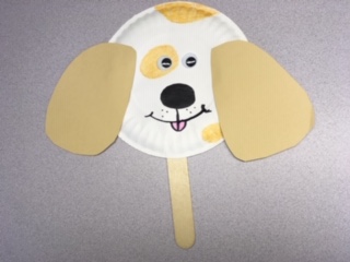 paper plate dog face stick puppet