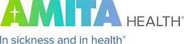 AMITA Health logo in green, blue, and purple
