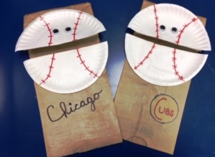 paper bag puppet with paper baseball head