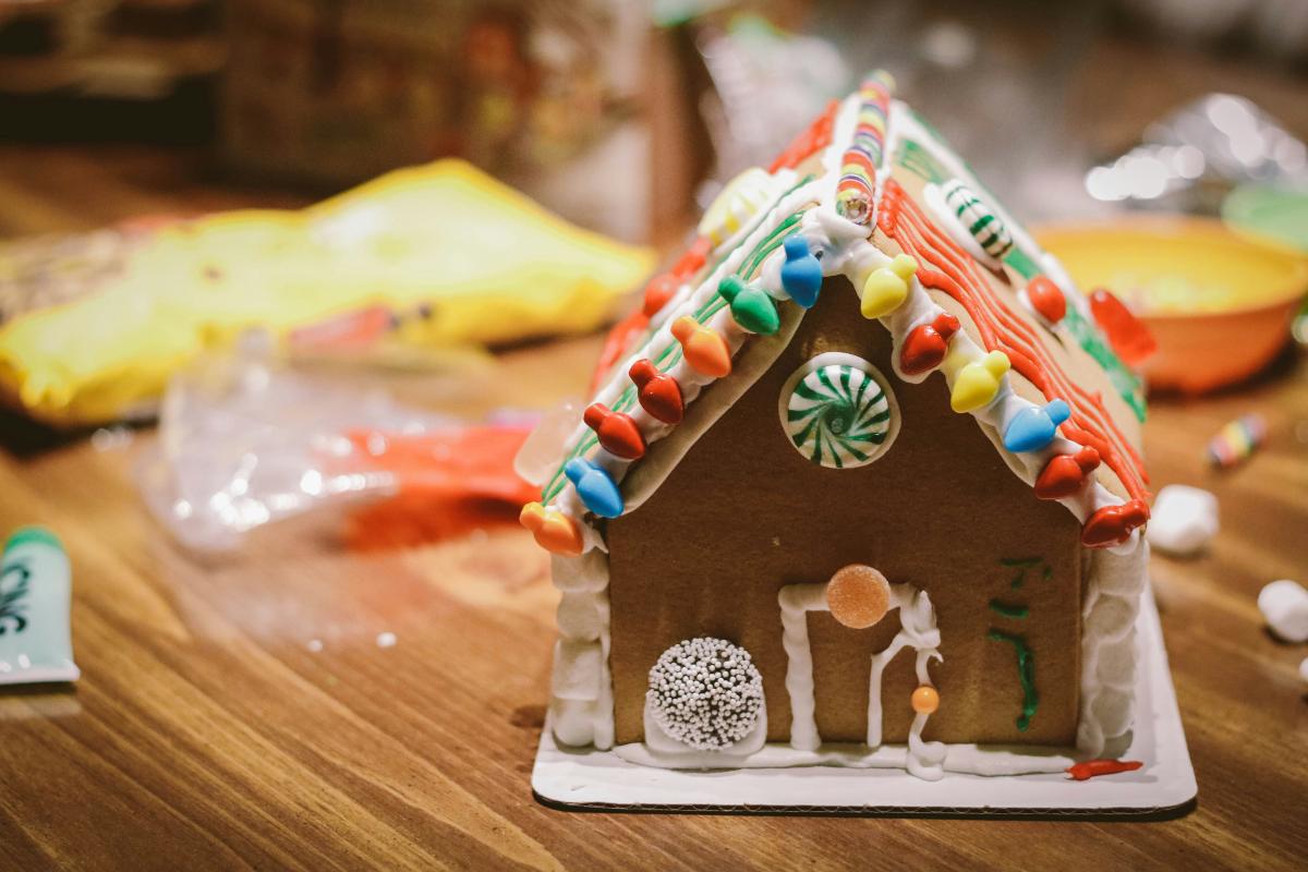 decorated gingerbread house